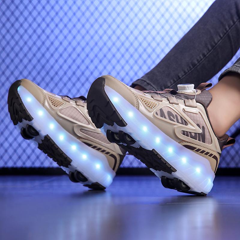 29-40 Pantofi de alergare cu patru roți pentru băieți Pantofi plați detașabili Pantofi sport luminoși USB reîncărcabili Patine cu rotile pentru fete Pantofi pentru băieți