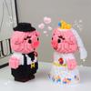Couple Pink Pig Wedding Dress Building Blocks Toy DIY Gift Small Particle Puzzle Building Blocks 6-12 Year Old Children's Toys