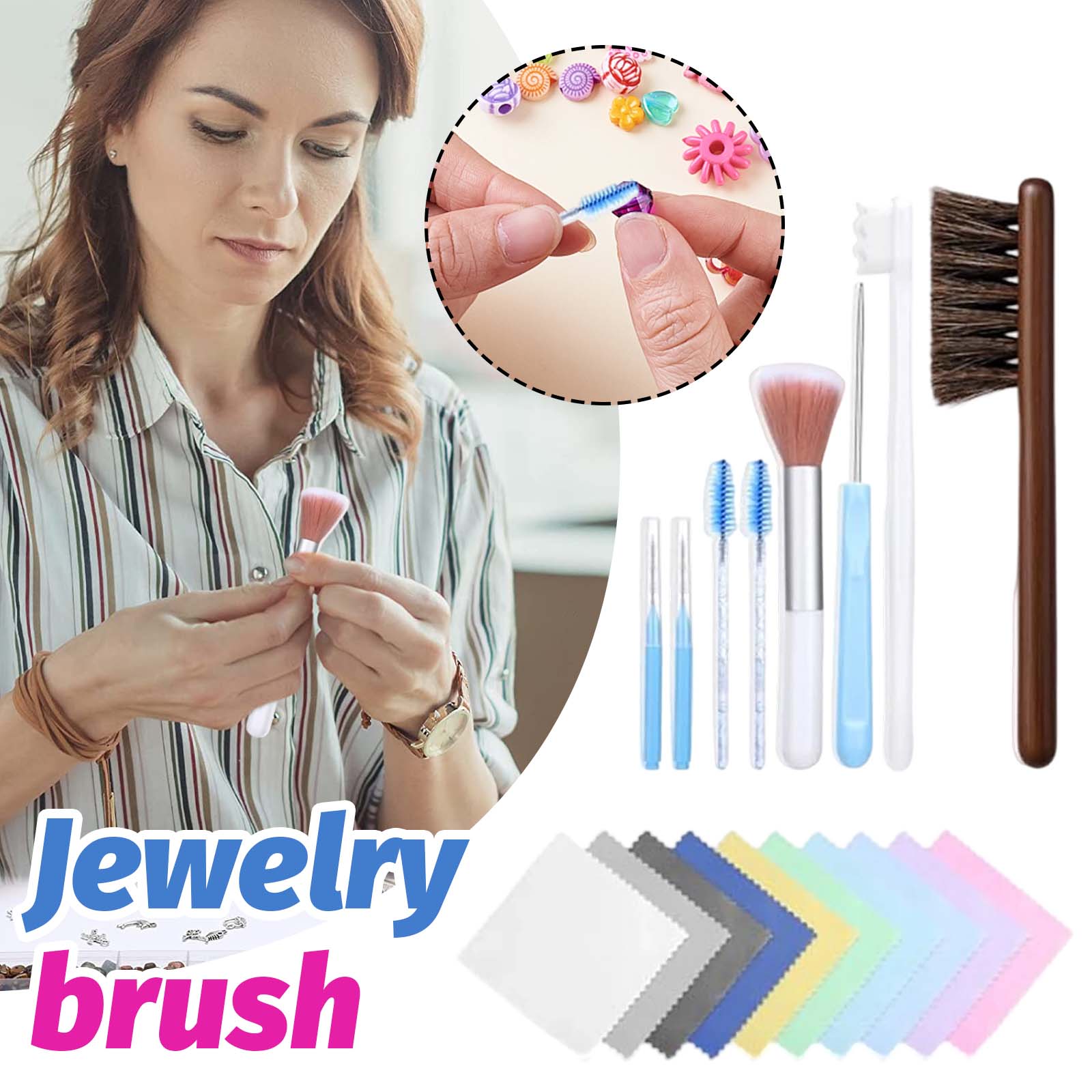 

Набор из 18 инструментов для чистки ювелирных изделий, подходит для всех ювелирных изделий, колец, золота, бриллиантов, серег One Size