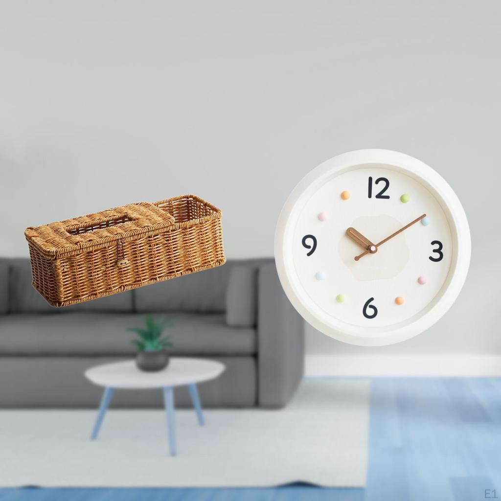 Remote Control Storage Tissue Box with Modern Wall Clock Design for Bedroom Kitchen Desktop And Home