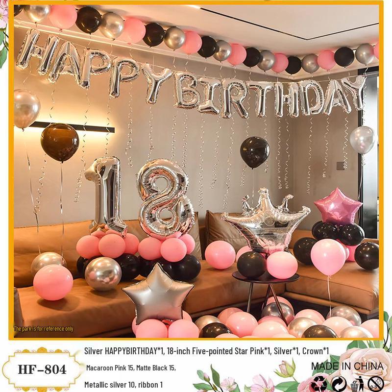 18th Birthday Party Aluminum Balloon Set - Wall Decoration Background