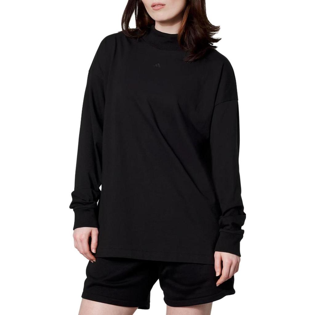 adidas SS23 Chapter 03 Series Logo Print Knit Stand Collar Long Sleeve T-Shirt Unisex Tops Black IR8489