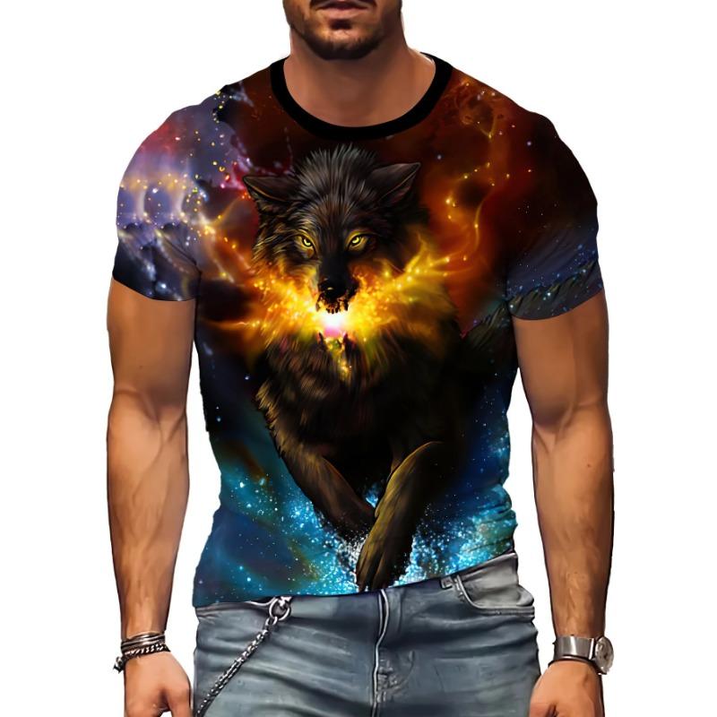 Animal Wolf 3D Print T-Shirts Streetwear Men Fashion Casual Oversized O-Neck Short Sleeved T Shirt
