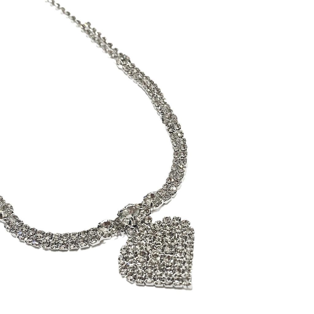 Wisiorek z kryształkami w kształcie serca Naszyjnik na obojczyk Kolczyki Panna Młoda Wszechstronny Temperament Zestaw naszyjnika na obojczyk