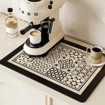 Tampă de scurgere Covoraș de bucătărie Covorașe absorbante de uscare a vaselor Vesele de masă anti-alunecare Tampă de scurgere Covoraș de loc pentru cafea retro Accesorii de bucătărie