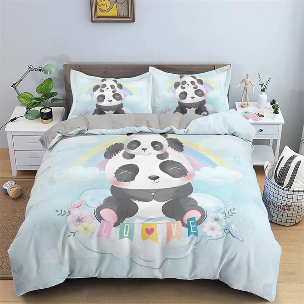 Cartoon Duvet Cover Lovely Animals and Blue and White Cute Elephant and White Rabbit Quilt Cover Room Decoration for Kids Child