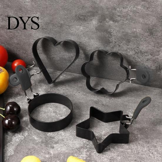 Egg Ring Mold Nonstick Fried Mold, with Heat Resistant Handle, Circle/Star/Heart/Flower/Square Shaped Cooking Rings, Stainless Steel Frying