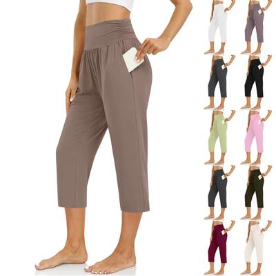 Damenhose Sommer Lockere Yogahose Bequeme Trainingshose mit Taschen