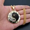 Retro Yin Yang Dragon Design Glass Pendant Necklace for Men Women Jewelry Accessories Birthday Gift
