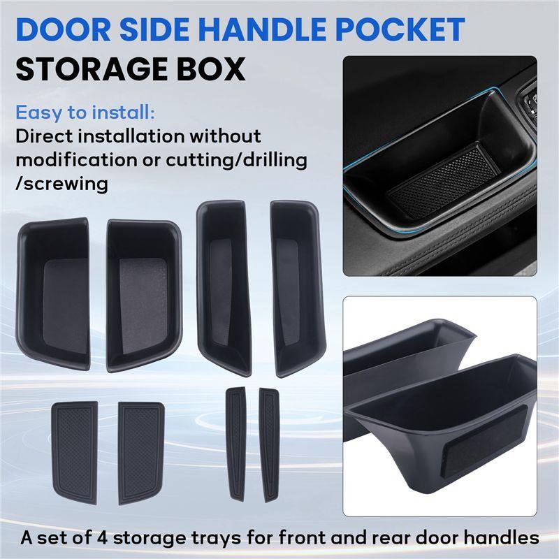 AA92-4 X Car Door Side Handle Pocket Storage Box Storage Organizer Tray Grab Handle Box For- Macan 2015-
