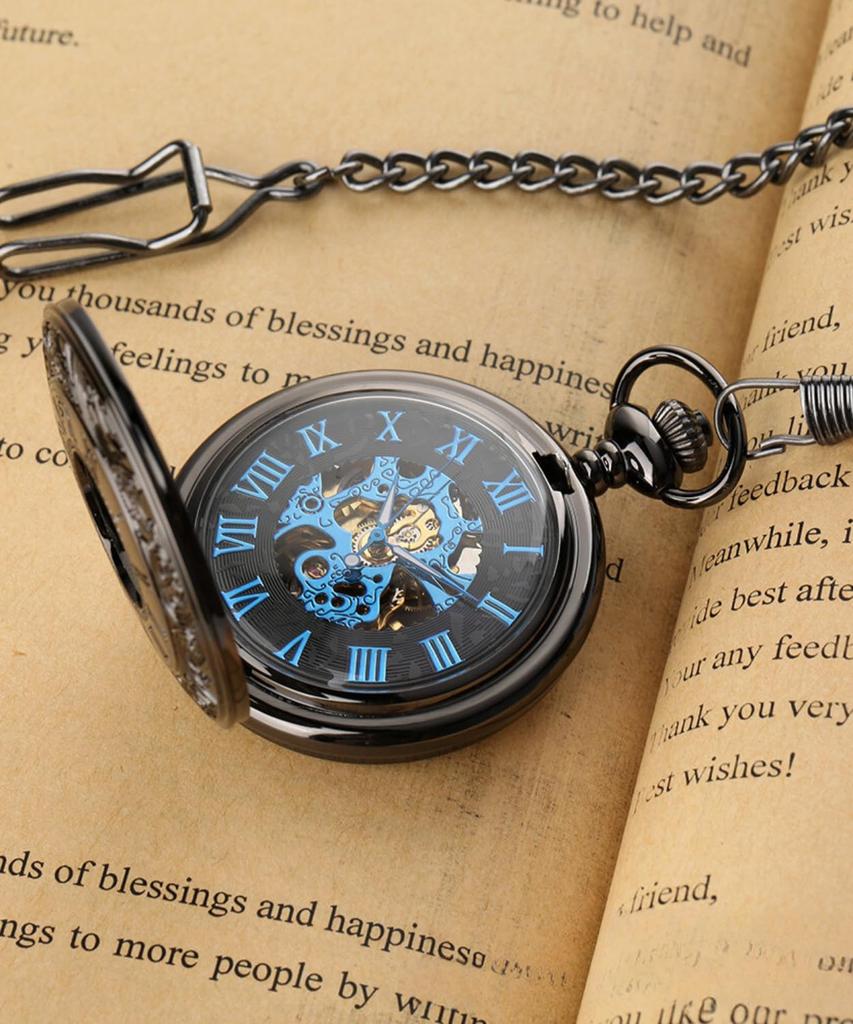 Pocket Watch Antique Style Manual Winding Vintage Skeleton Antique Hunter Case Half Hunter Retro Case Gold (black Index)