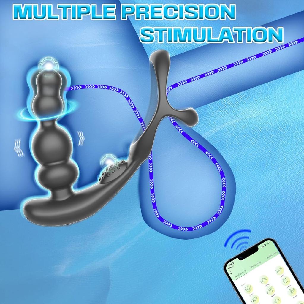 Wireless Control Vibrating Butt Plug Anal Vibrator 360 Rotate Anal Beads Male Prostate Massager Cock Trainer Sex Toys for Men 18