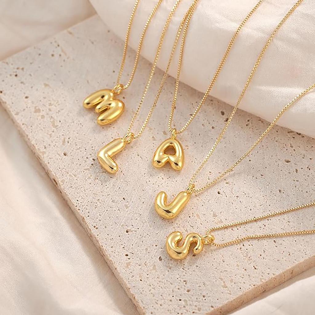 Elegant And Minimalist 26 Letter English Necklace With Bubble Gloss Letter Pendant, Women's Gift Collarbone Chain