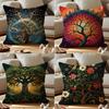 Indian Tree Of Life Cushion Cover Anti-dustmite Pillowcase Invisible Zipper Silky Short Plush Sofa Cushion Cover