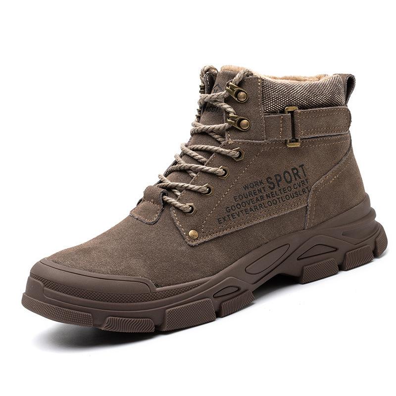 

Мужские ударопрочные и устойчивые к проколам стальные носки, безопасные рабочие хлопковые туфли, бархатные, теплые и холодостойкие, зимние, с высоким верхом Brown velvet [237SzongM]; 46