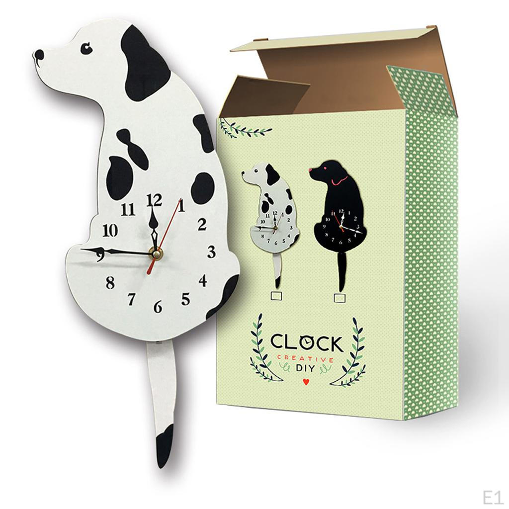 Dog Acrylic Wall Clock Swinging Tail kids children room Decor Watch
