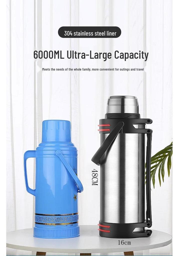 Portable Stainless Steel Insulated Thermos - Large Capacity, Drop-Proof Design for Outdoor, Home, and Construction Site Use