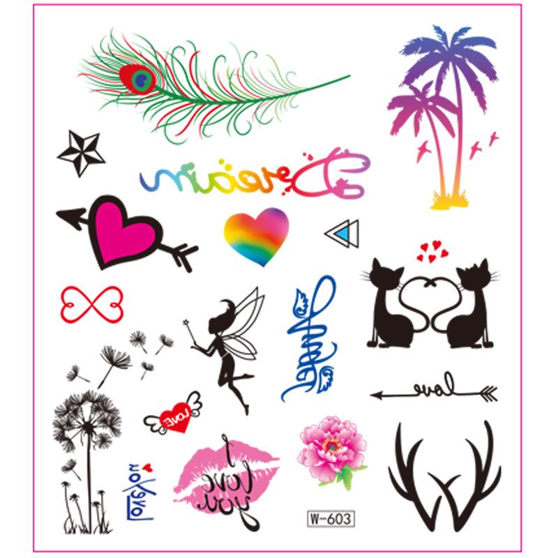 Campus Students Male And Female Tattoo Stickers Waterproof Tattoo Stickers Cartoon Butterfly Text Tattoos