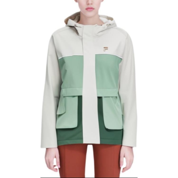 FILA Fleece Hooded Jacket With Large Pockets Women Jackets Milk-Beige T11W316901F-BG