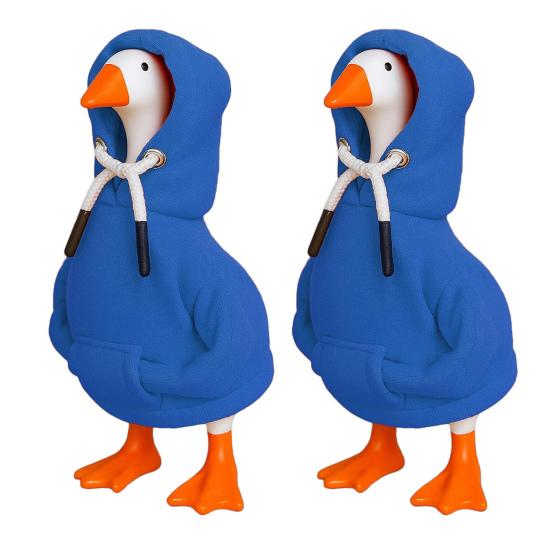 2Pcs Mini Goose Hoodie 7 Inch Desk Goose Outfit Tabletop Goose Statue Costume for Magnetic Goose Figurine Key Holder Table Decor