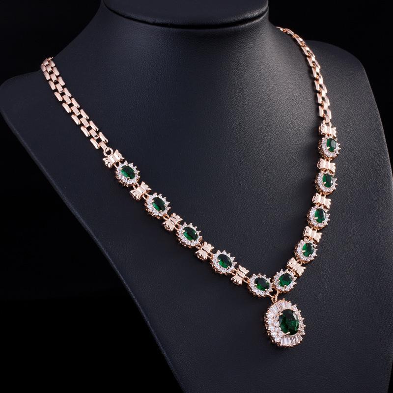 Wysokiej klasy retro zestaw naszyjnika z cyrkoniami łańcuszek damska biżuteria zestaw ślubny
