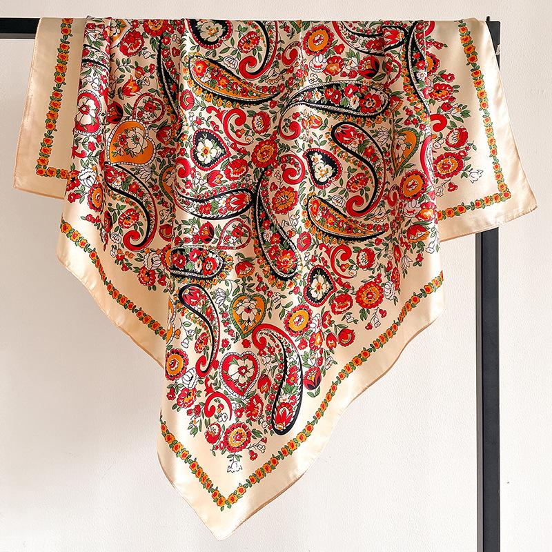 90 * 90cm New Silk Scarf Women'S Spring And Summer Decorative Scarf Sunscreen Travel Shawl Autumn And Winter Scarf Thin Edition