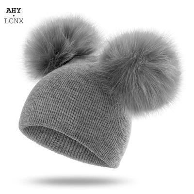 Neonato Inverno Caldo Bambini Cappello Lavorato A Maglia Infantile Bambini Cappello di Lana Del Bambino Berretto In Maglia Berretto Antivento Grande Pom Pom Ragazzi Ragazze Pom Pom Cappello
