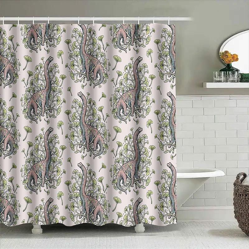 Bathroom Shower Curtain Vintage Floral Botanical Nature Pattern Waterproof Decor Farmhouse Rustic Washable Fabric