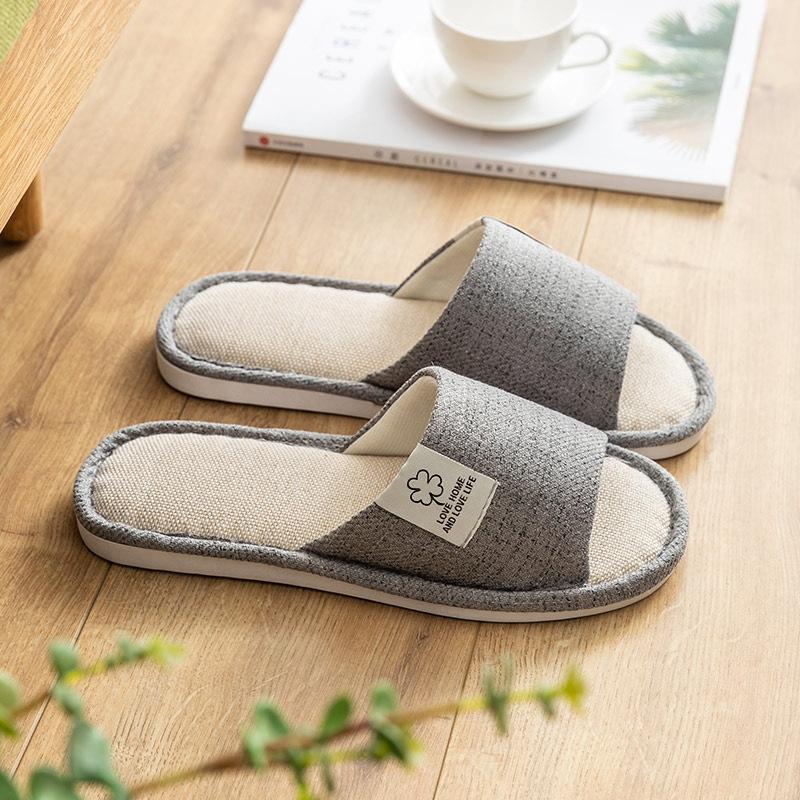 Linen Slippers Women's Spring and Autumn Four Seasons Indoor Household Cotton and Linen Home Non-slip Summer Male Couple