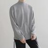 Men's Double-Sided Velvet Half-High Collar Long-Sleeve Black T-Shirt for Autumn and Winter