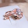 Creative Twisted Intertwined Shimmering Zirconia Ring Women  Stamp Rose Gold Wedding Jewelry Valentine's Day Gift