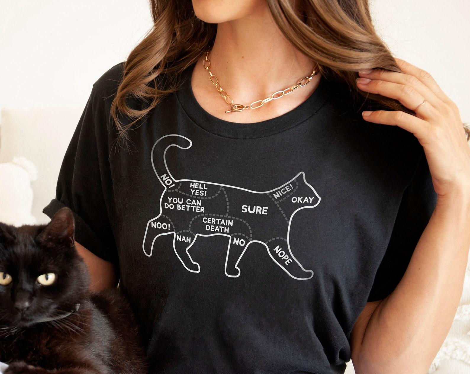 Cat Petting Chart Shirt, Funny Cat Owner T Shirt, Cute Kitty Diagram Tee, Gift for Cat Lover 4XL
