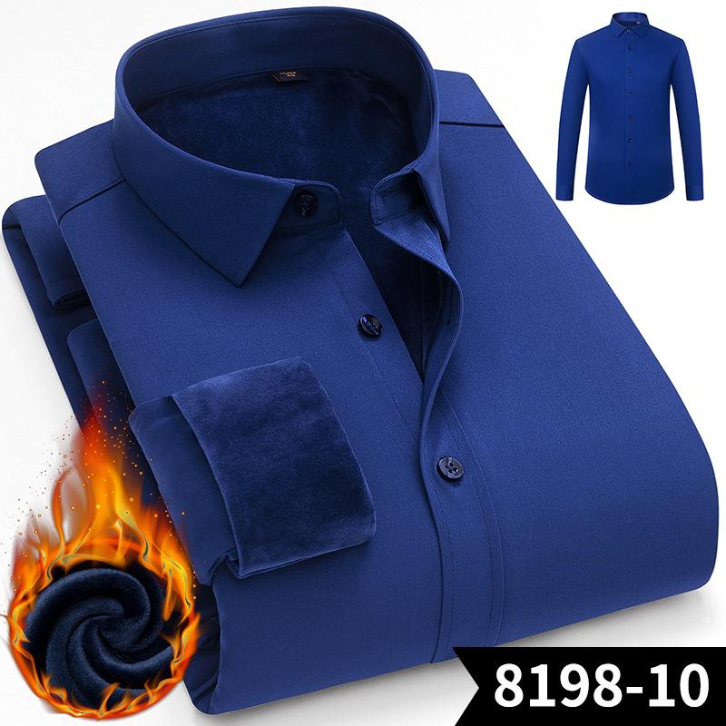 Men's Winter Sherpa Lined Shirts Long Sleeve Button Down Fleece Dress Shirts for Men Business Casual Warm Comfortable Thermal Shirt With Pockets