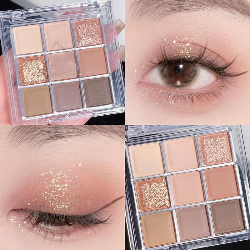 9 Colors Matte Shimmer Eyeshadow Pallete Glitter Eyeshadow Waterproof Lasting Eye Pigments Eyeshadow Beauty Makeup Cosmetic