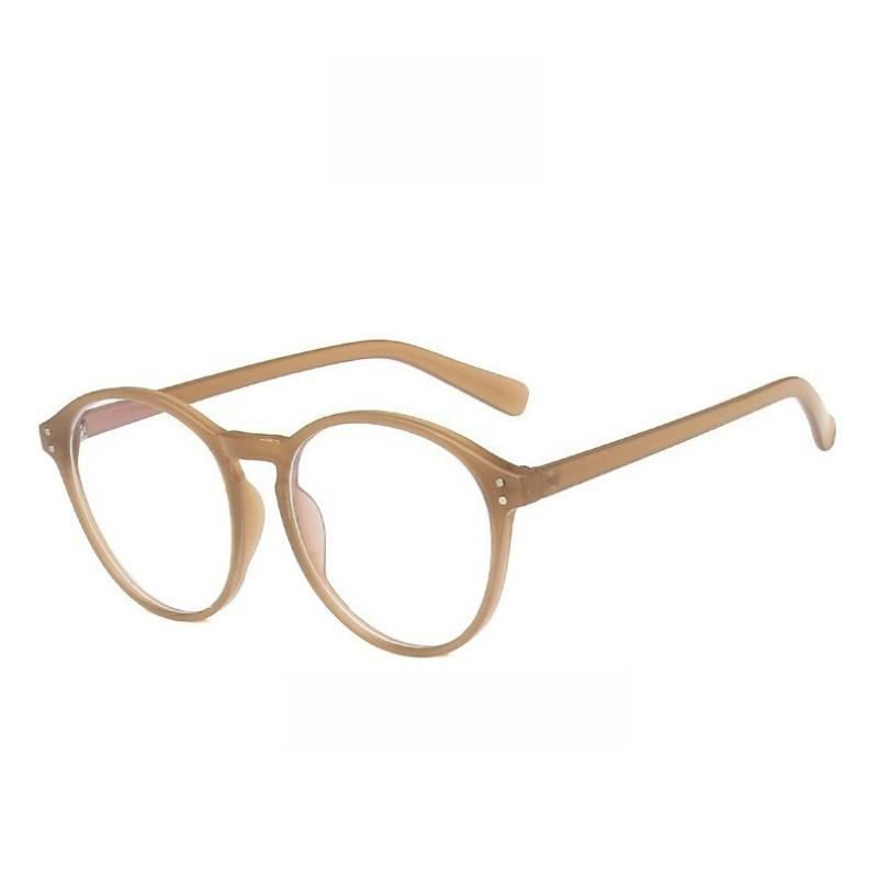 

Khaki Rice Nails Round Women s Flat Glasses Transparent Lenses Elegant and Casual Suitable for Daily Home Commuting