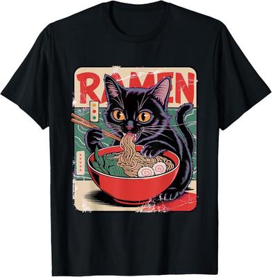 Cat Ramen Anime Design For Women Men Kids Adults Funny Cat T-Shirt Unisex T-Shirt