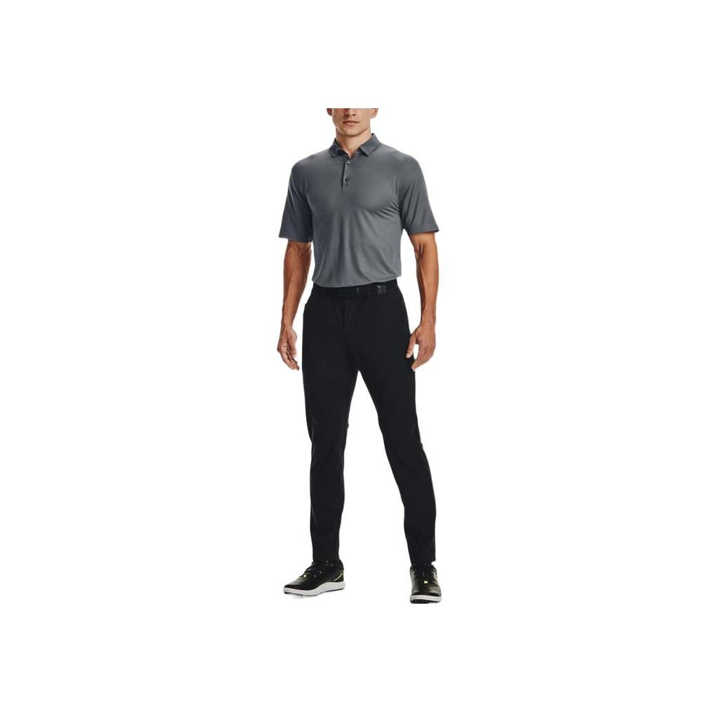 Under Armour Luxe Solid Slim-Fit Golf Polo Shirt Men Tops Grey 1370150-012
