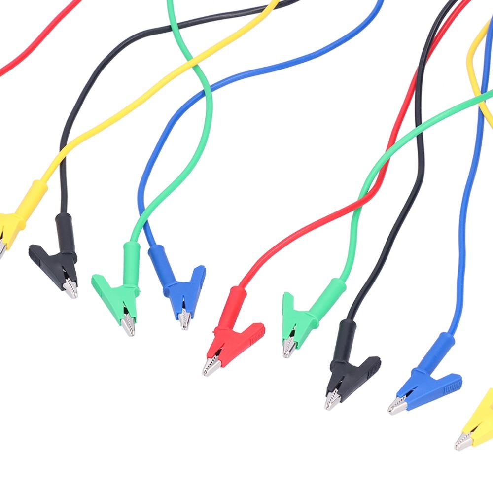 5PCS 1m Test Cable 5 Colors Jumper Wires Durable Alligator Clips  Electrical Testing