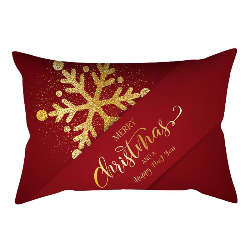 New Christmas Waist Pillow Case Long Pillow Pillow Golden Snowflake Home Cushion Cover