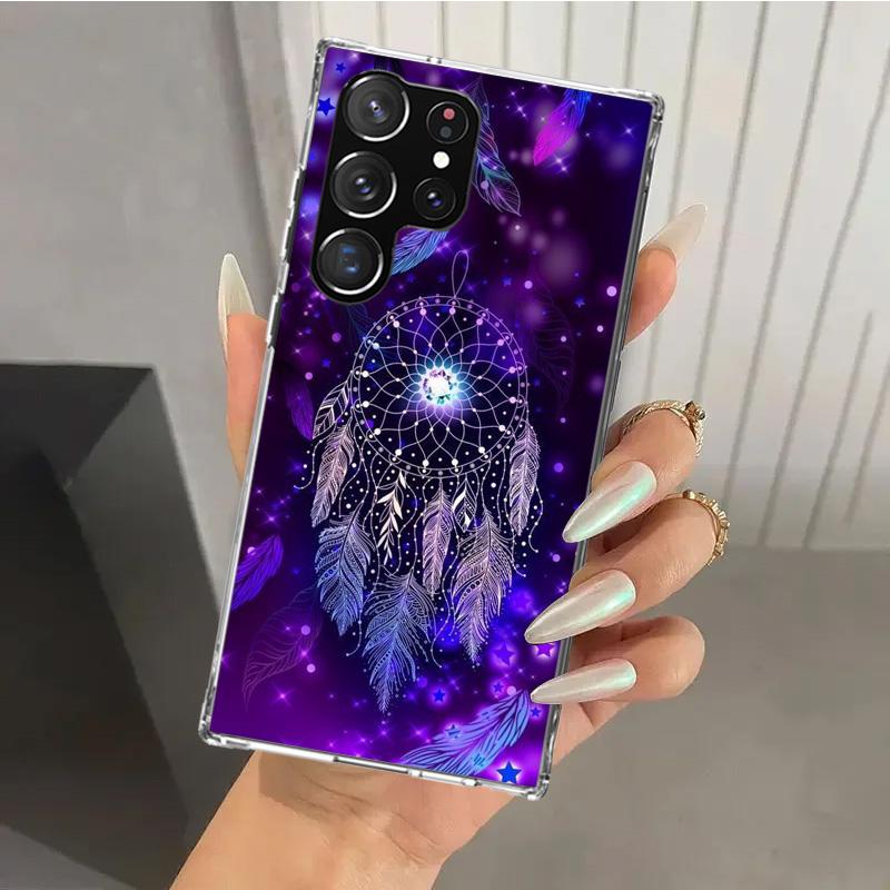 Retro Feather Dreamcatcher Phone Case for Samsung Galaxy S26 S24 S23 Ultra S25 Edge S22 S21 Plus S20 FE + Soft Print Shell Funda