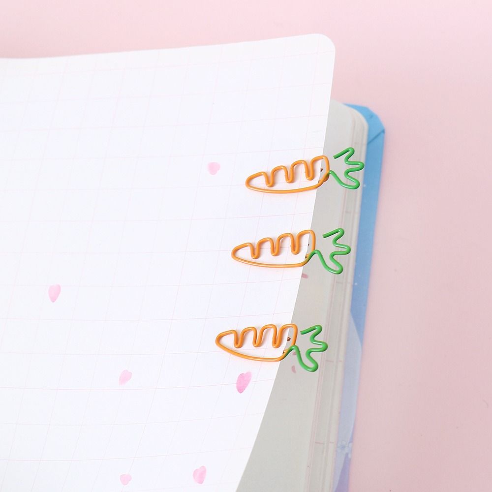 5pcs Carrot Shaped Carrot Paper Clip Reading Assistant Carrot Metal Bookmark   Kids Stationery