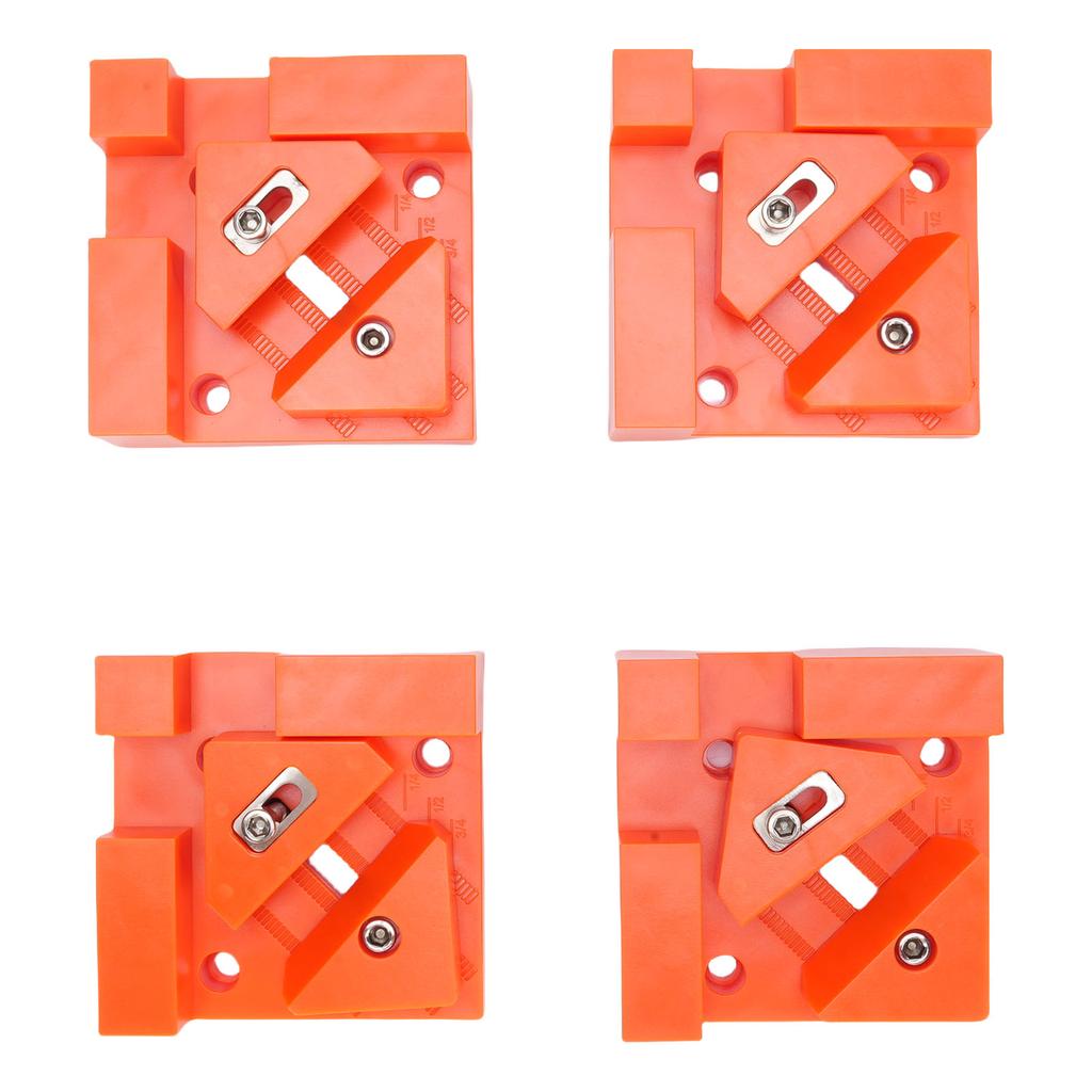 4Pcs Woodworking Box Clamps Squares 90 Degree Right Angle Adjustable Stainless Steel Corner Clamping Tool Orange