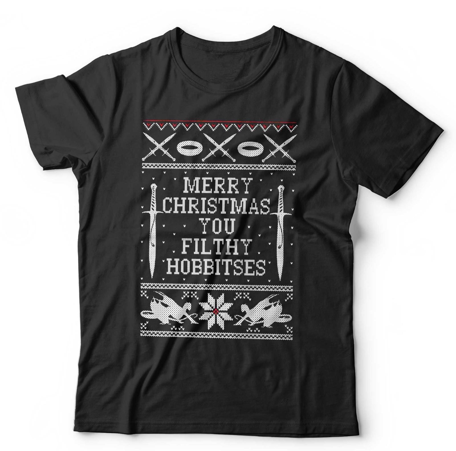 Christmas Filthy Hobbits Ugly T Shirt Mens Womens Tees Top Unisex and Funny LOTR Festive Xmas S