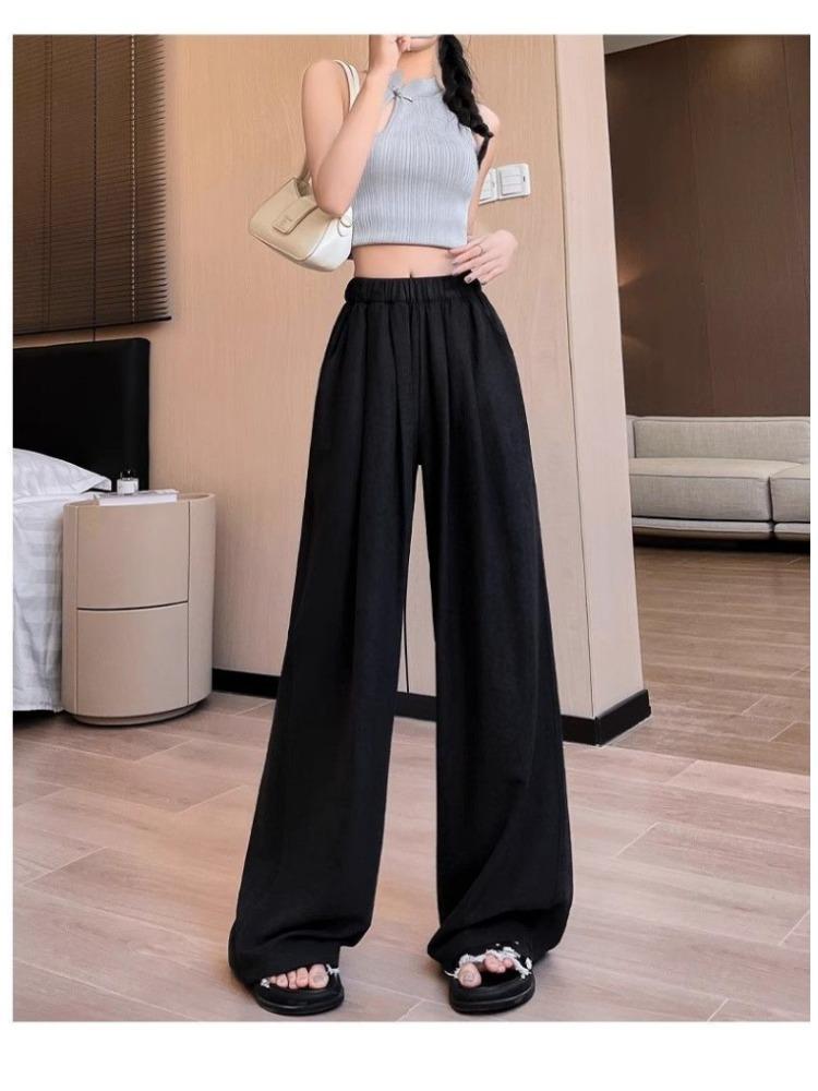 Spring and Autumn New Lazy Wind Draping Leisure Texture Sense of Thin Wide-legged Trousers Milk Fu Yamamoto Trousers Female Thin Section