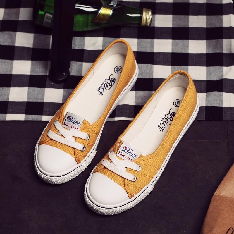 Belle summer shallow canvas shoes, women's Korean version of low-top women's shoes, lazy breathable little white shoes, flat single shoes wholesale