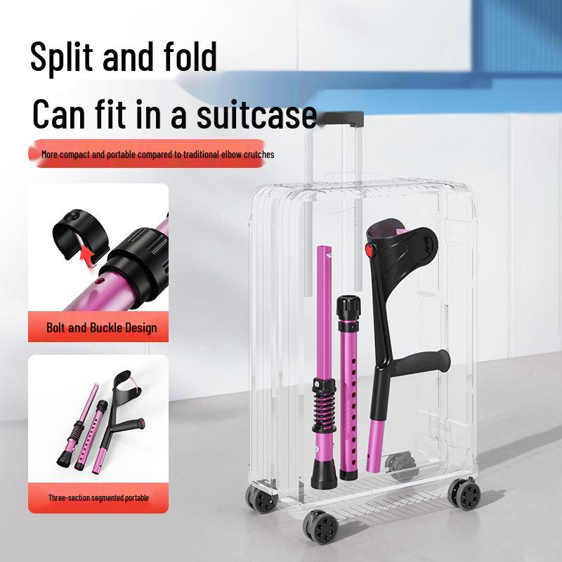 Składane lekkie kule łokciowe ze stopu aluminium: Amortyzująca, Antypoślizgowa, Podpórka do chodzenia typu pachowego