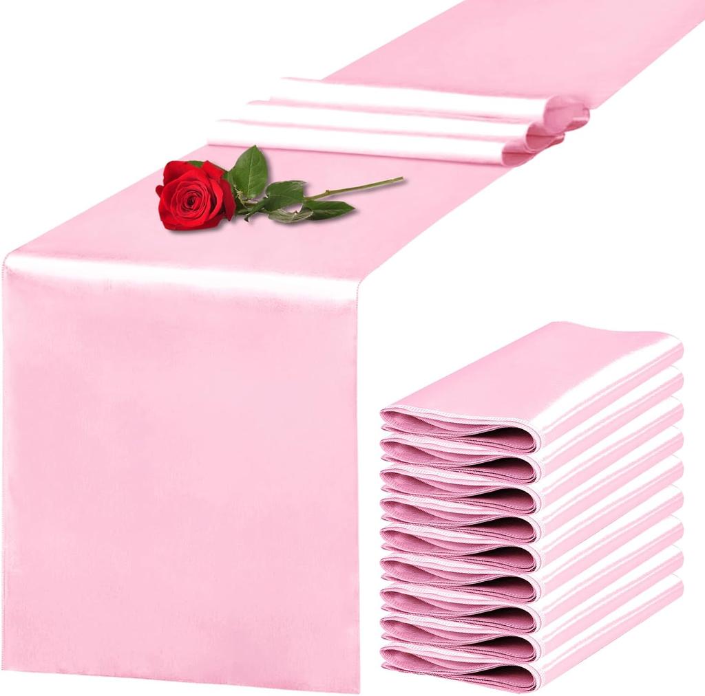 Confezione da 2 Runner da Tavola 30 x 274 cm Bordo Lungo in Raso di Seta per Matrimonio Banchetto Natale Festa di Compleanno Decorazione