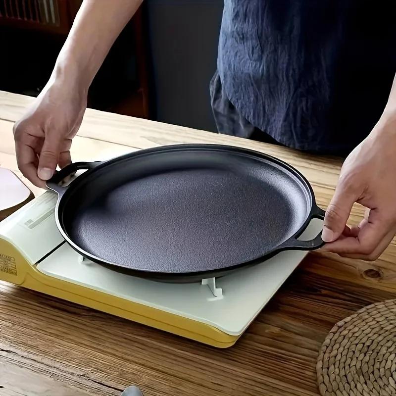 Cast Iron Frying Pan Non-stick Pan Pizza Egg Pancake Pot Vegetable Steak Skillet Home Kitchen Flat Pan Omelette Outdoor Cookware