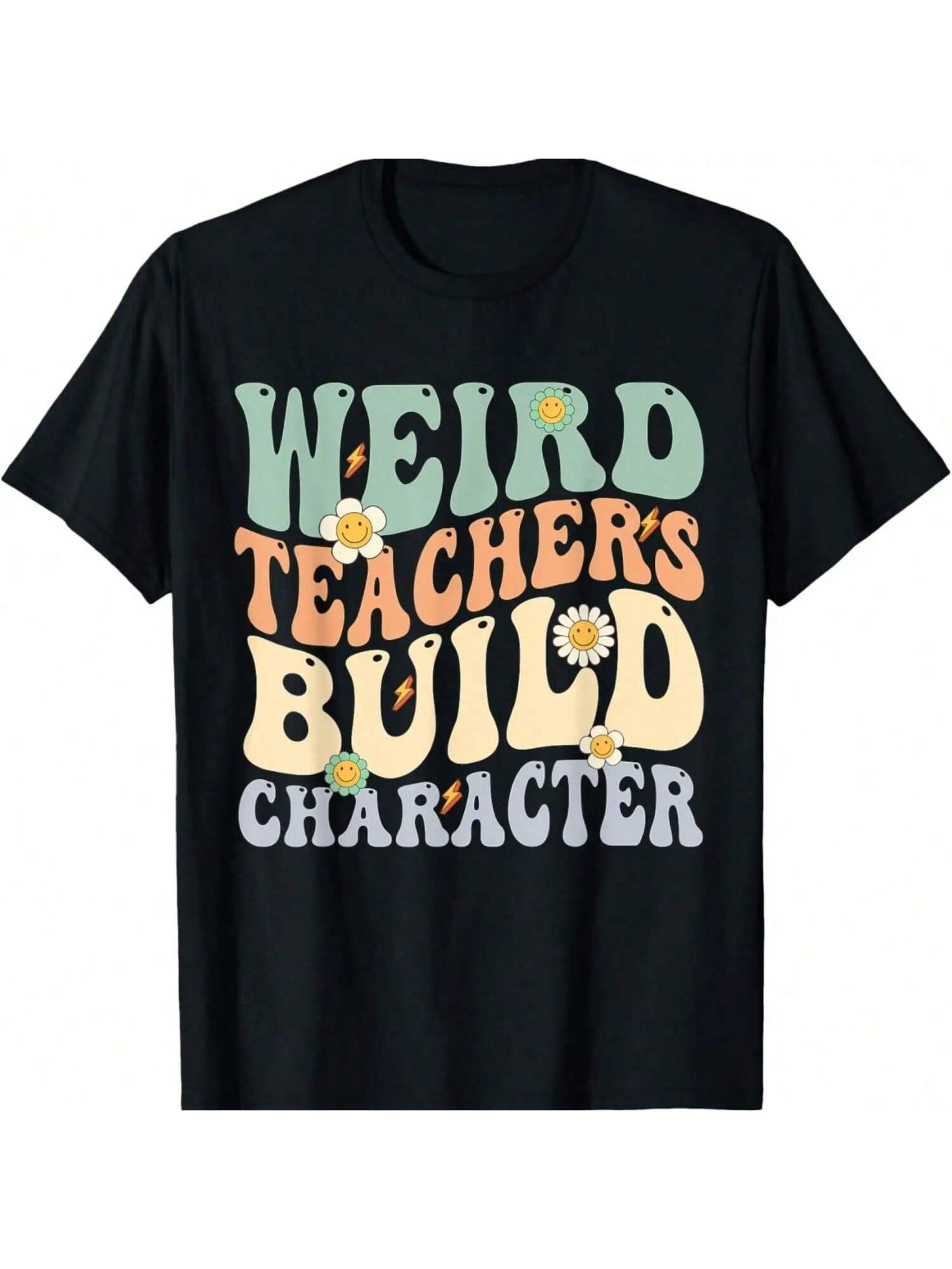 Weird Teachers Build Character Teacher Groovy Retro Vintage T-Shirt S разноцветный