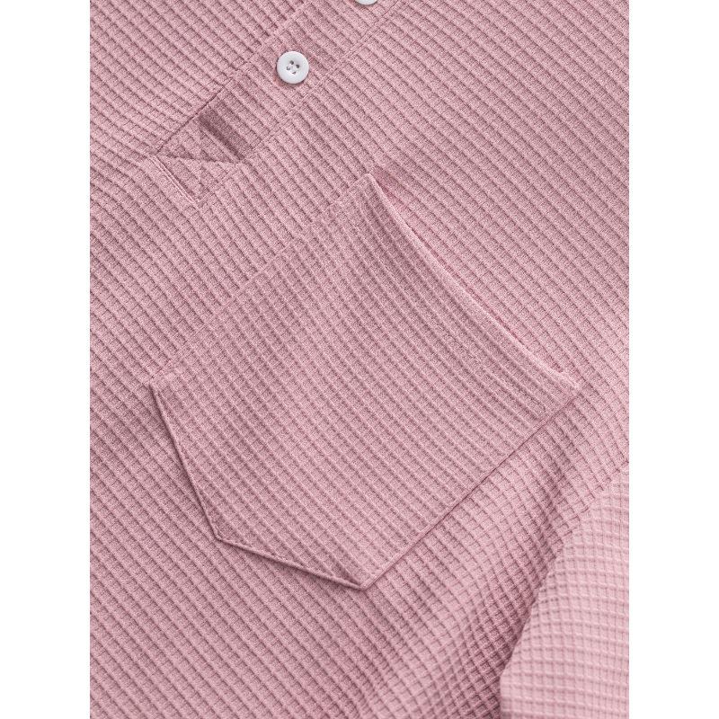 Men's Vintage Simple Loose Henley Long Sleeve T-Shirt.